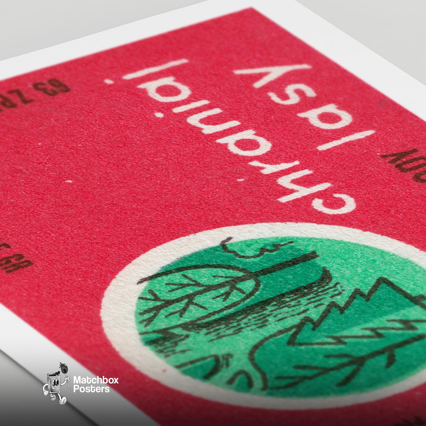 Forest Conservation - vintage matchbox label print - close-up detail