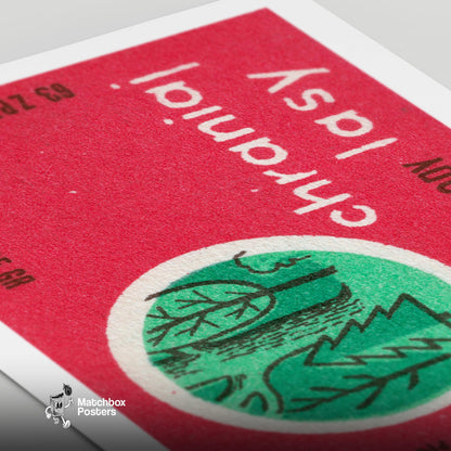 Forest Conservation - vintage matchbox label print - close-up detail