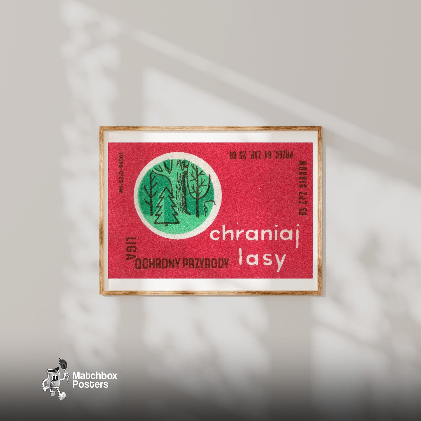 Forest Conservation - vintage matchbox label print - bedroom mockup