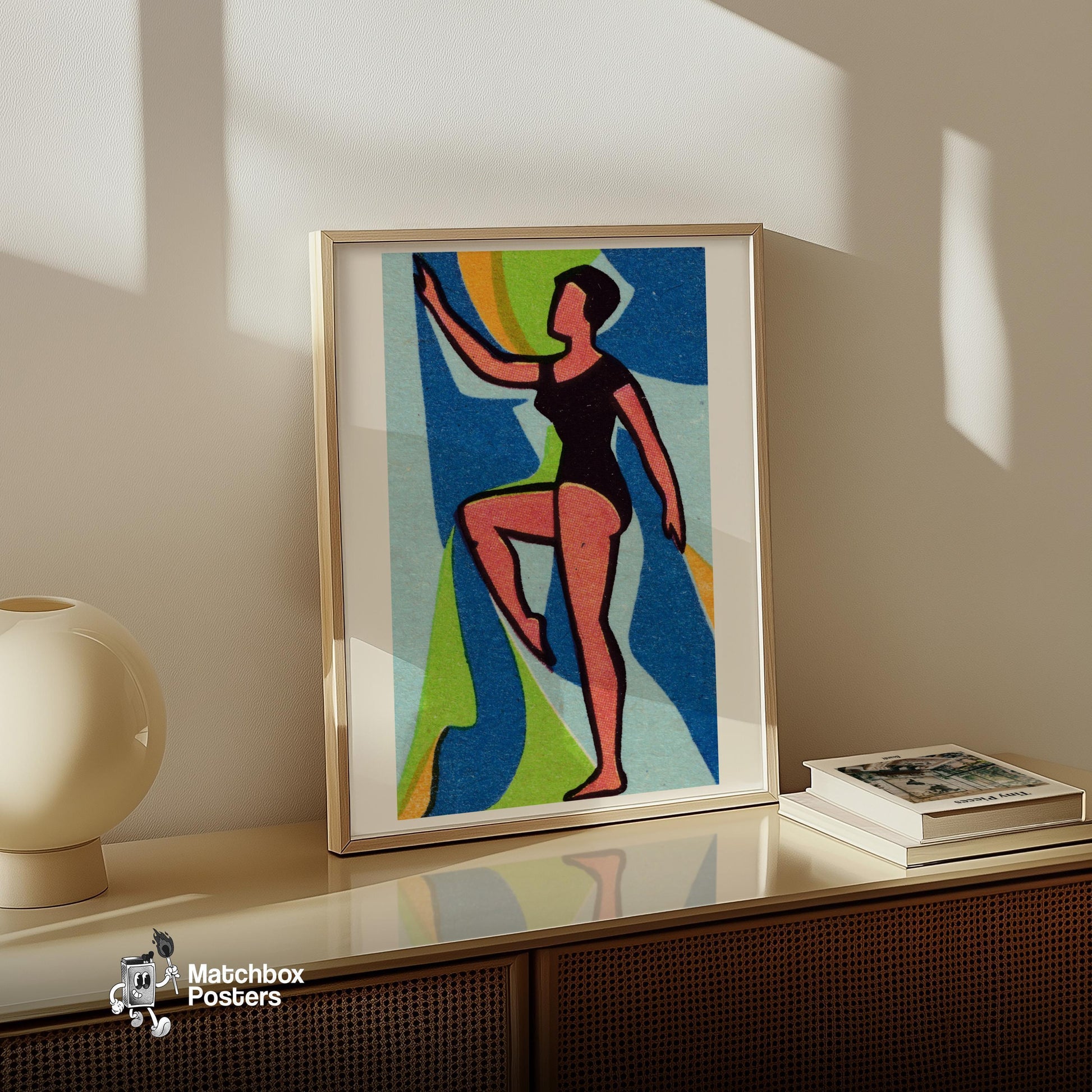 The Dancer - vintage matchbox label print - size comparison