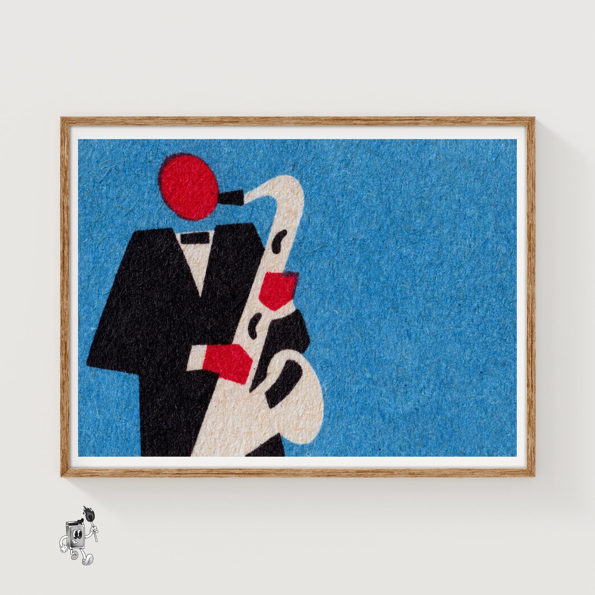 Saxophone Player - vintage matchbox label print