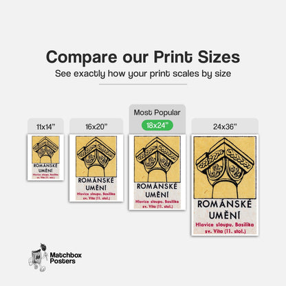 Romanesque Column - vintage matchbox label print - office wall