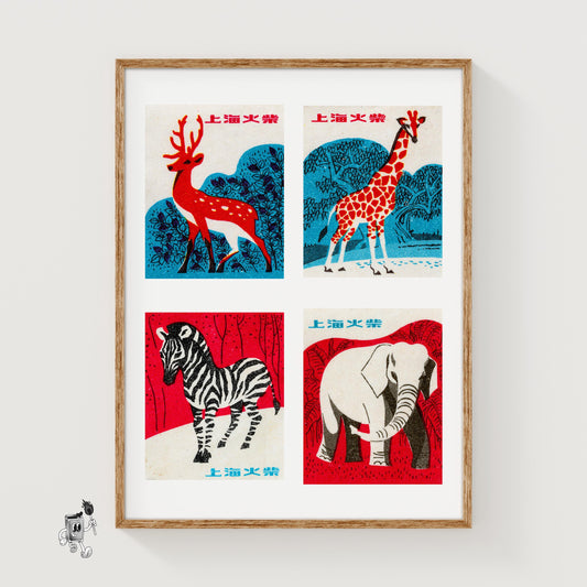 Wildlife - vintage matchbox label print