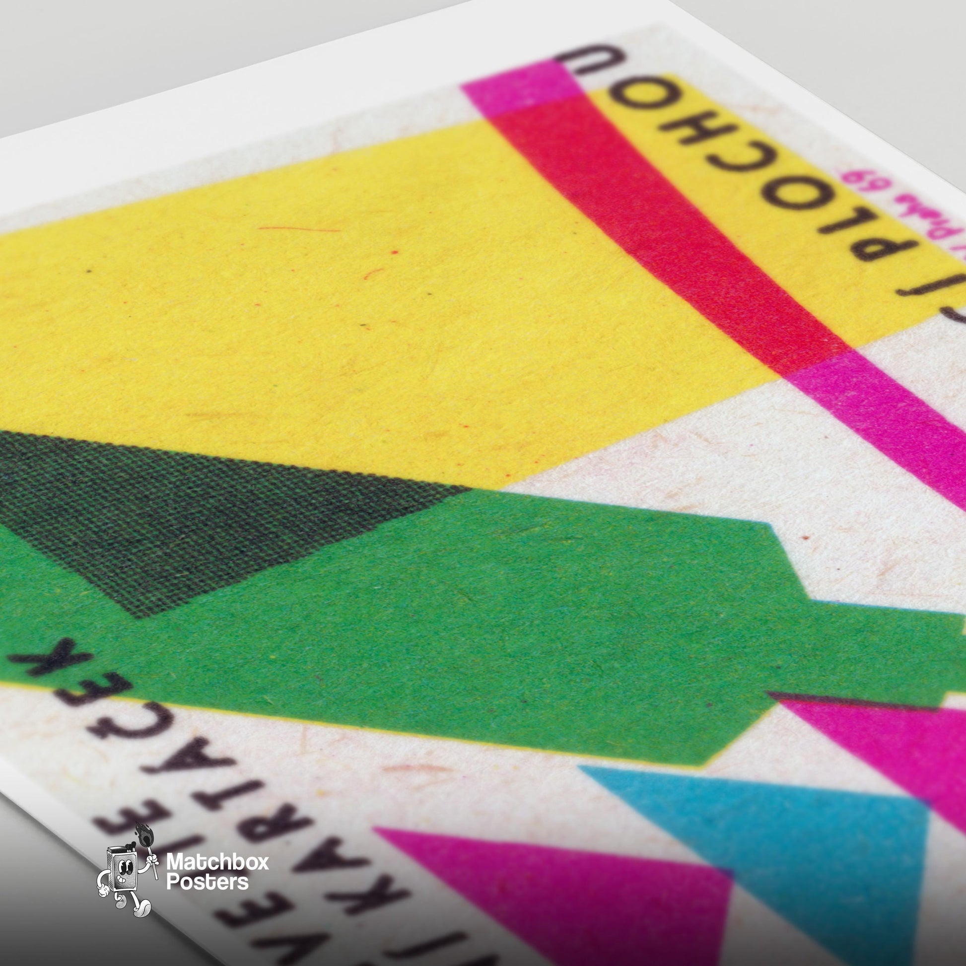 Geometric Shapes - vintage matchbox label print - close-up detail
