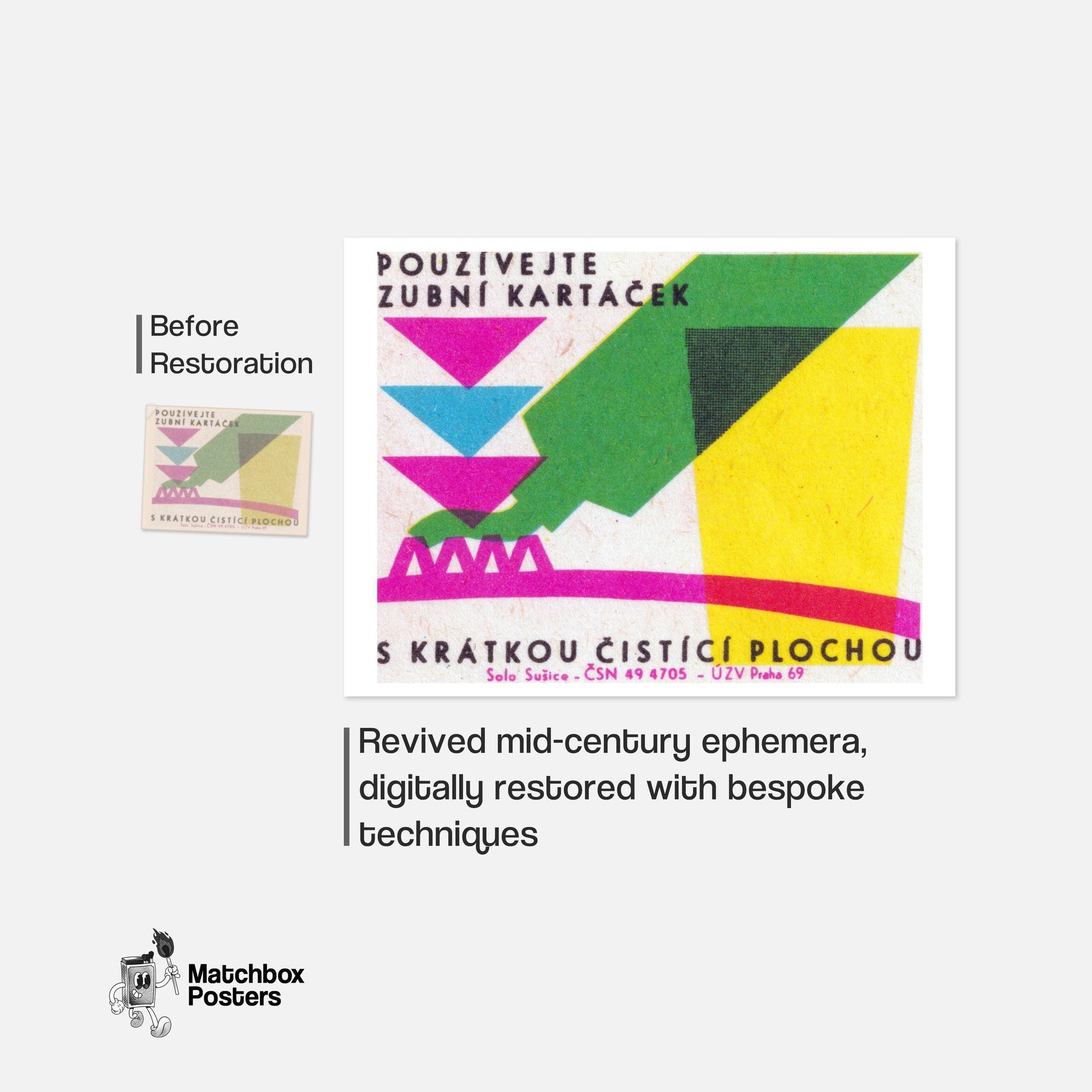 Geometric Shapes - vintage matchbox label print - framed wall art preview