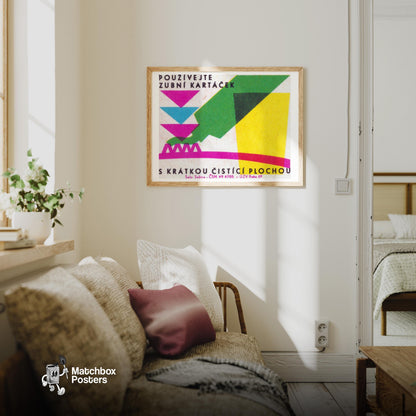 Geometric Shapes - vintage matchbox label print - living room mockup
