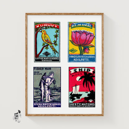 Matchbox Label Print: Tamil - vintage matchbox label print