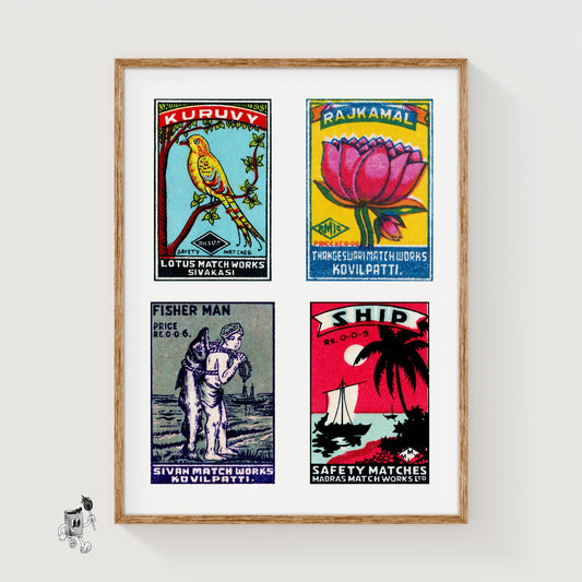 Matchbox Label Print: Tamil - vintage matchbox label print