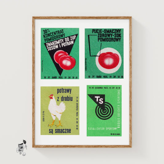 Green Polishs Grid Print - vintage matchbox label print
