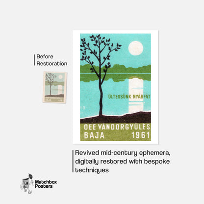Poplar Trees - vintage matchbox label print - framed wall art preview