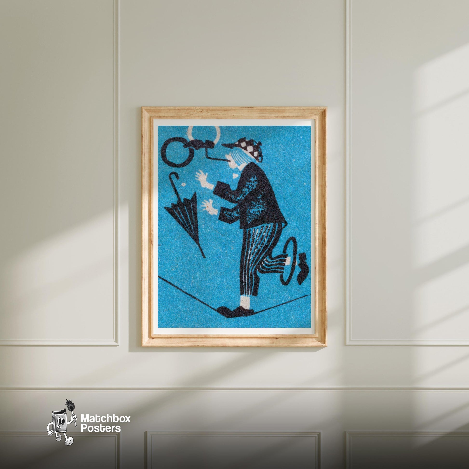 Circus Clown - vintage matchbox label print - bedroom mockup