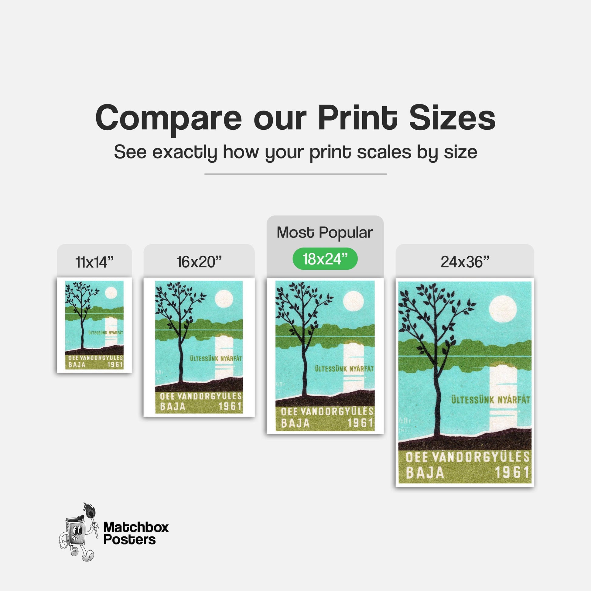Poplar Trees - vintage matchbox label print - gallery wall preview