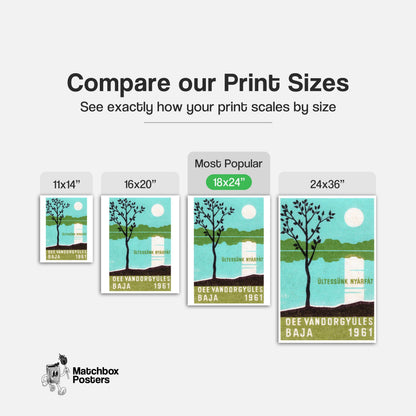 Poplar Trees - vintage matchbox label print - gallery wall preview