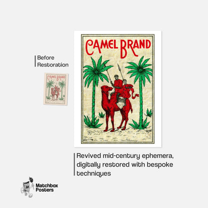 Red Camel - vintage matchbox label print - framed wall art preview