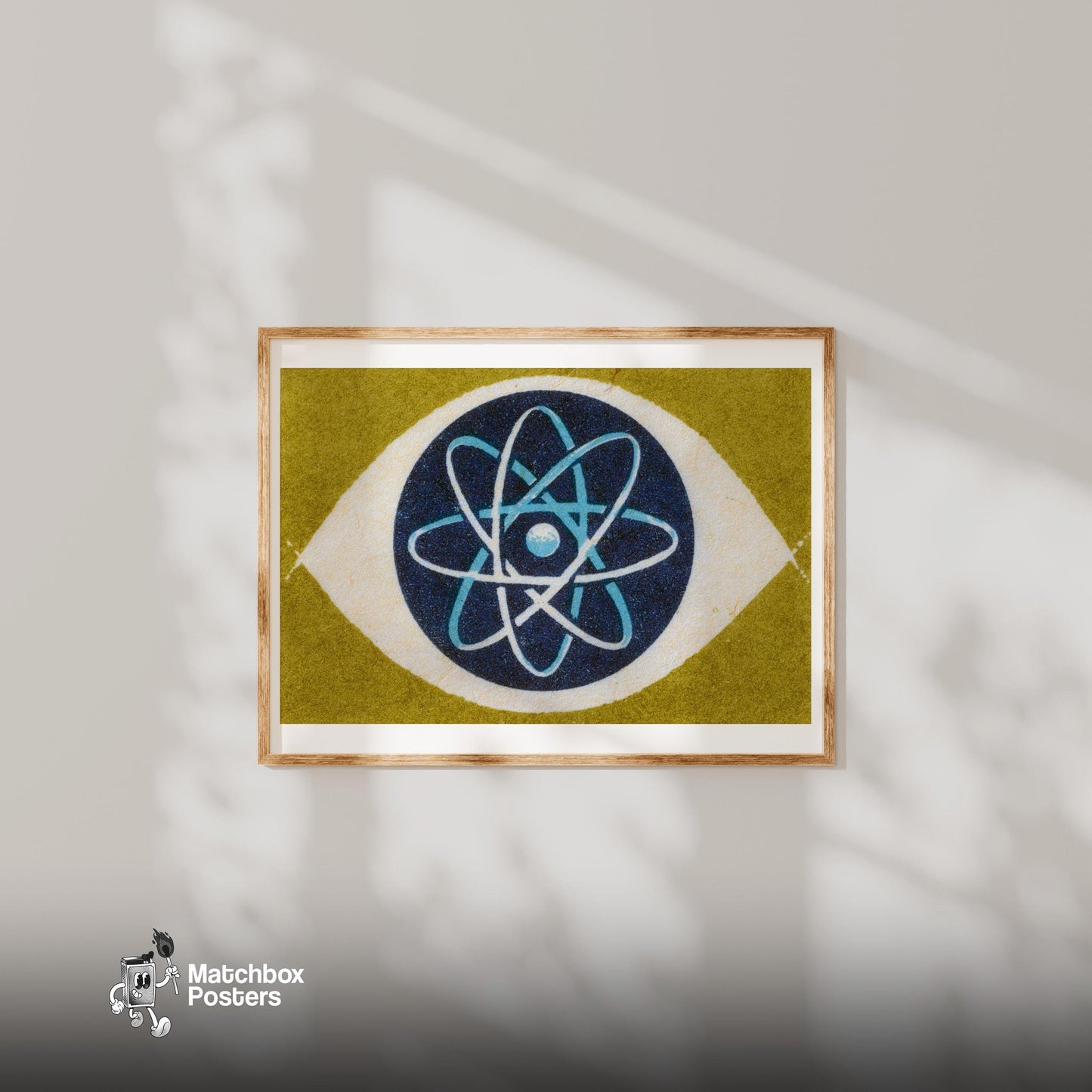 Atomic Symbol - vintage matchbox label print - bedroom mockup