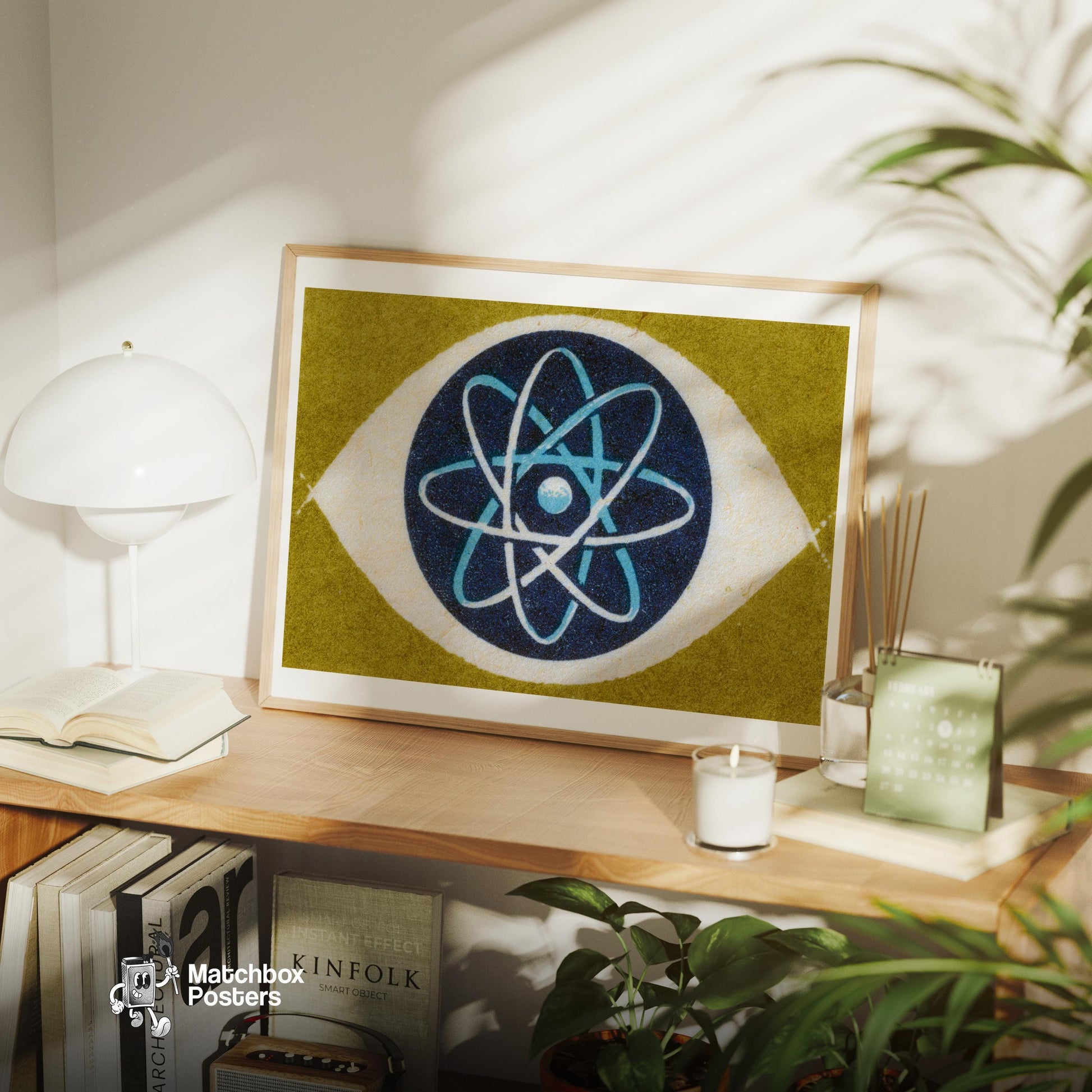 Atomic Symbol - vintage matchbox label print - office wall