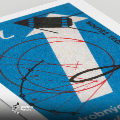 Rocket Czechoslovakia 1960s-70s Matchbox Label - vintage matchbox label print - close-up detail