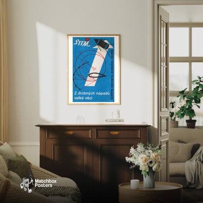 Rocket Czechoslovakia 1960s-70s Matchbox Label - vintage matchbox label print - living room mockup