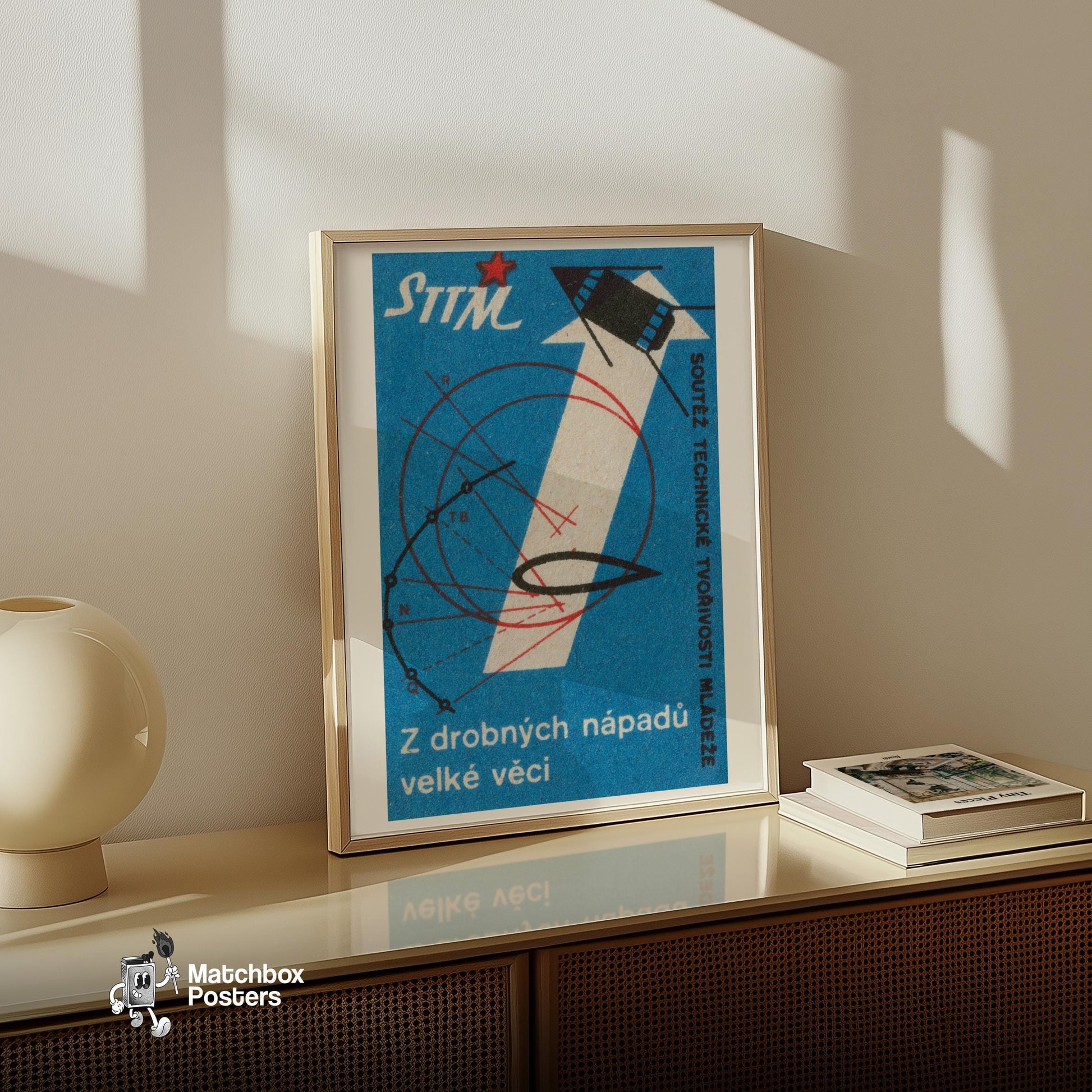 Rocket Czechoslovakia 1960s-70s Matchbox Label - vintage matchbox label print - size comparison