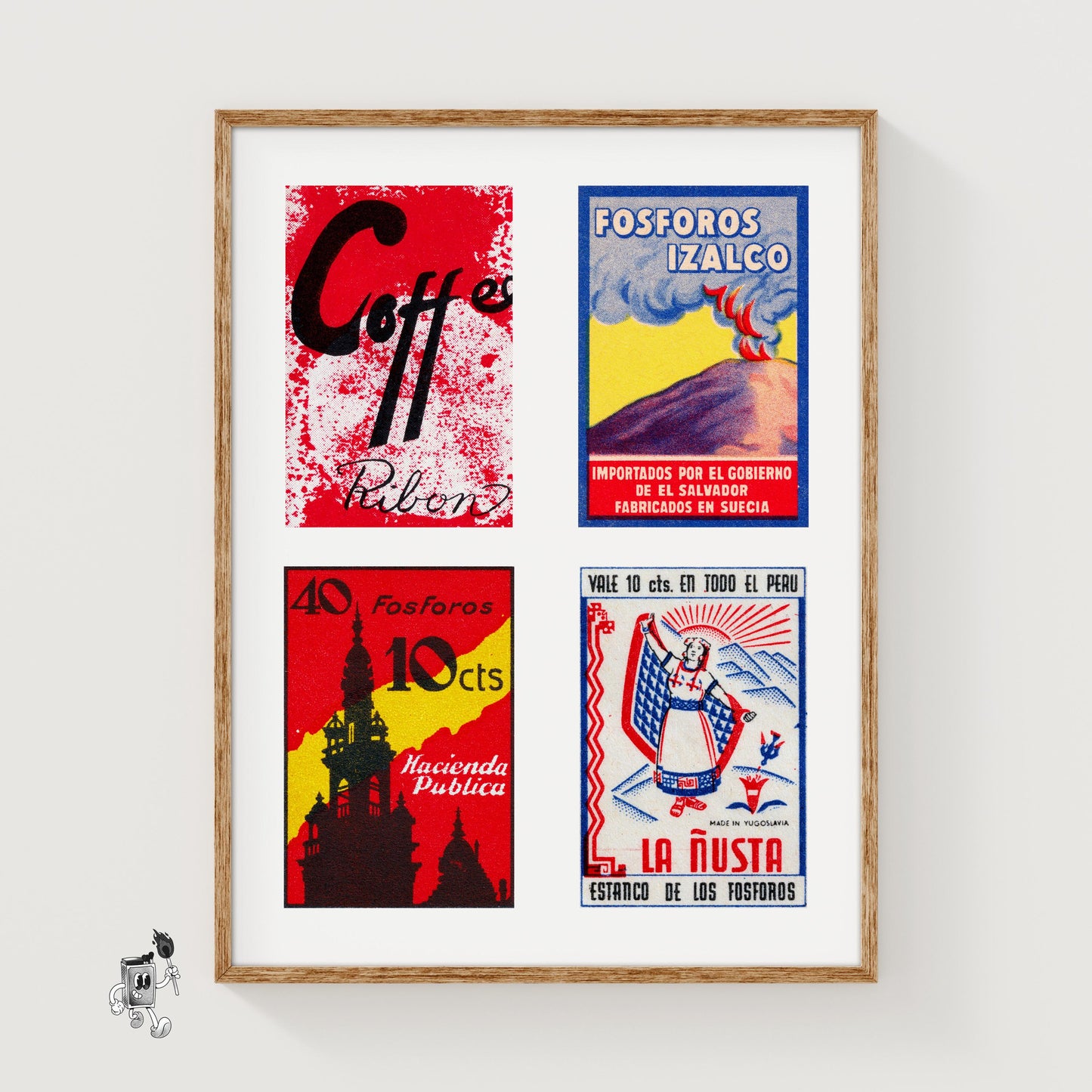 Four Vintages El Salvador - vintage matchbox label print