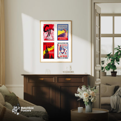 Four Vintages El Salvador - vintage matchbox label print - framed wall art preview