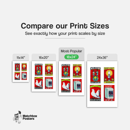 Red Indians Grid Print - vintage matchbox label print - office wall