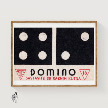 Domino - vintage matchbox label print