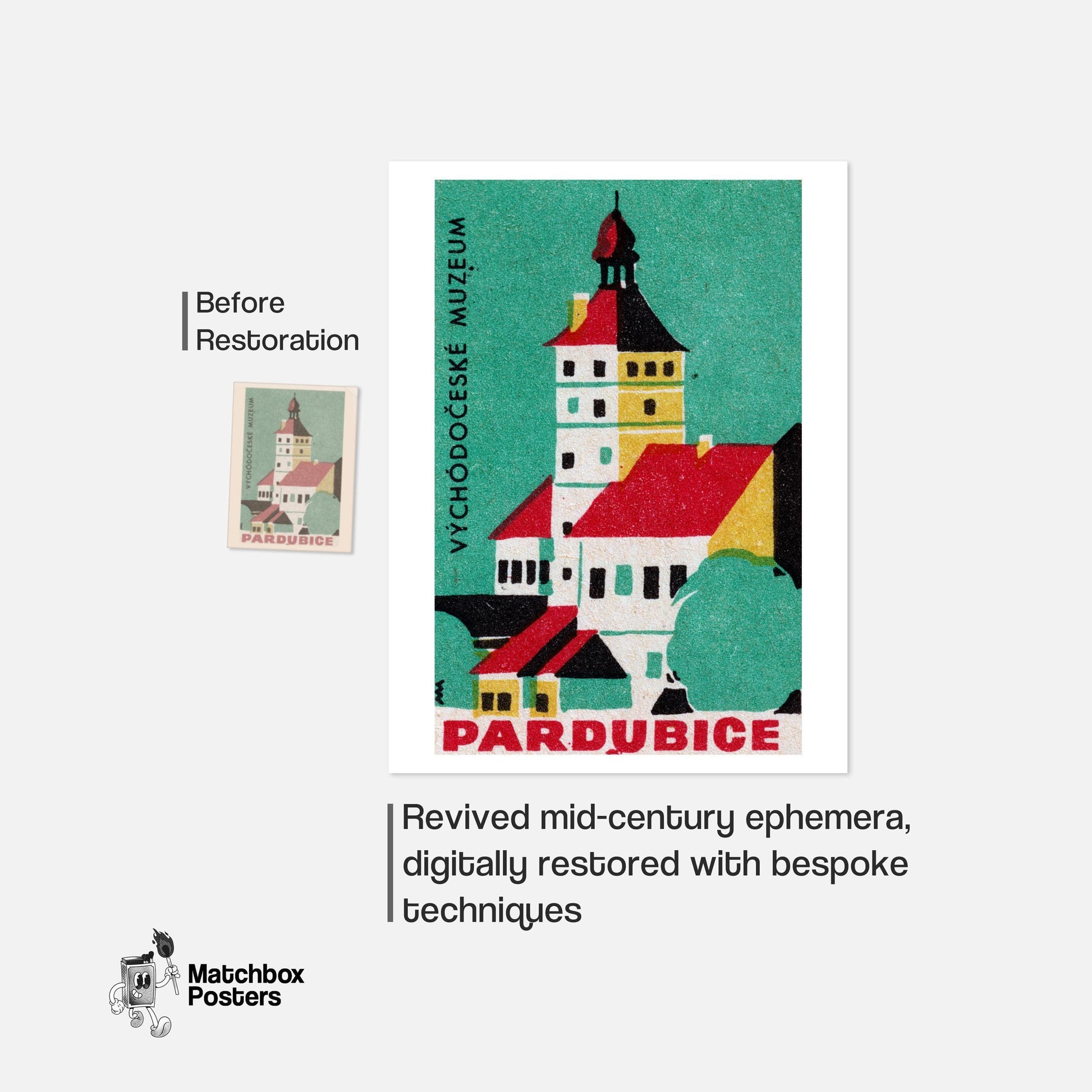 Illustration Of A Historical Building - vintage matchbox label print - framed wall art preview
