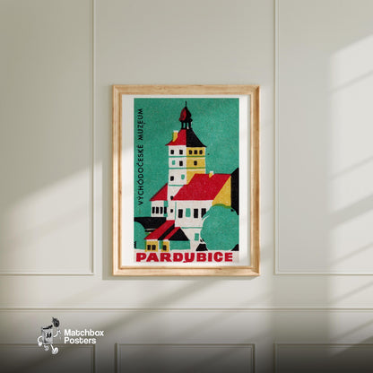 Illustration Of A Historical Building - vintage matchbox label print - bedroom mockup