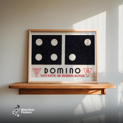 Domino - vintage matchbox label print - size comparison