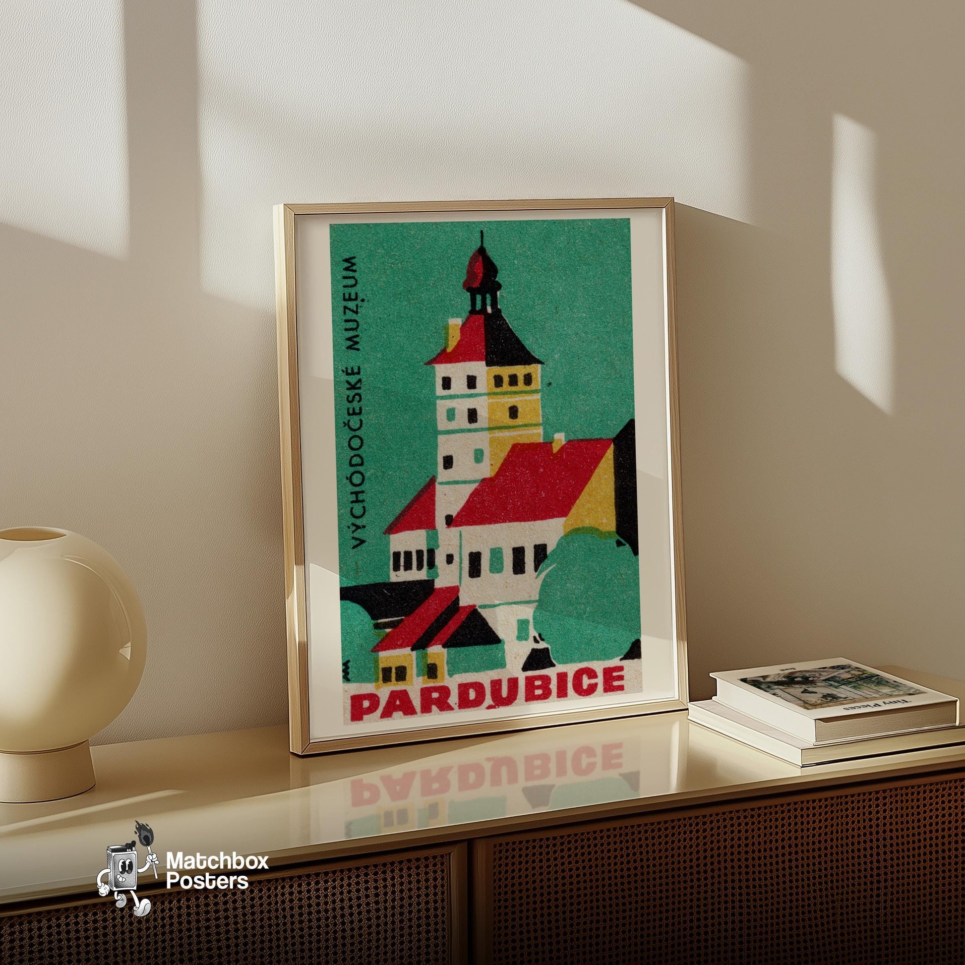Illustration Of A Historical Building - vintage matchbox label print - size comparison