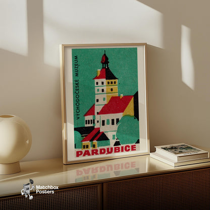 Illustration Of A Historical Building - vintage matchbox label print - size comparison