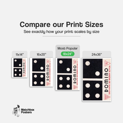 Domino - vintage matchbox label print - gallery wall preview