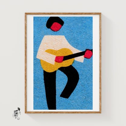 Guitar Player - vintage matchbox label print