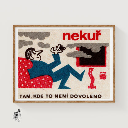 Smoking Man - vintage matchbox label print