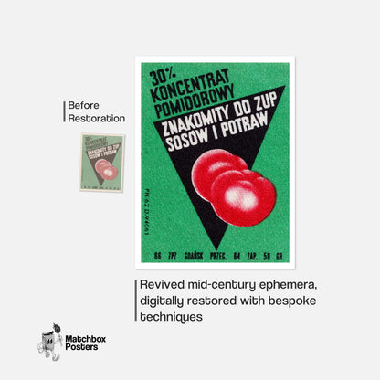 Sliced Tomatoes - vintage matchbox label print - framed wall art preview