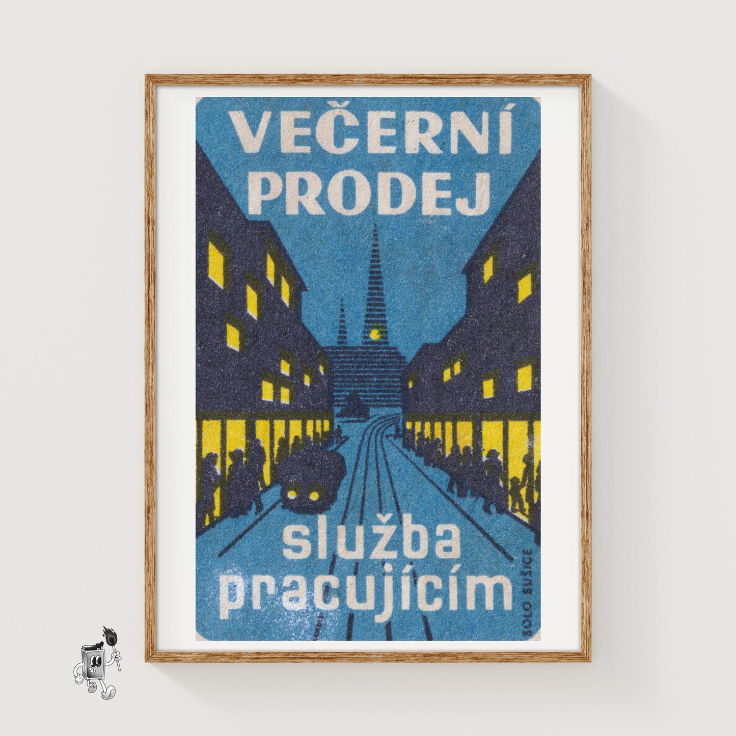 Evening Cityscape - vintage matchbox label print