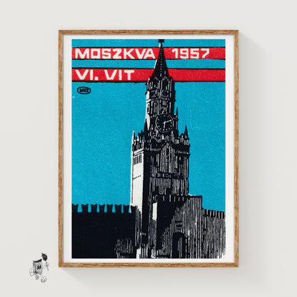 Moscow Church - vintage matchbox label print