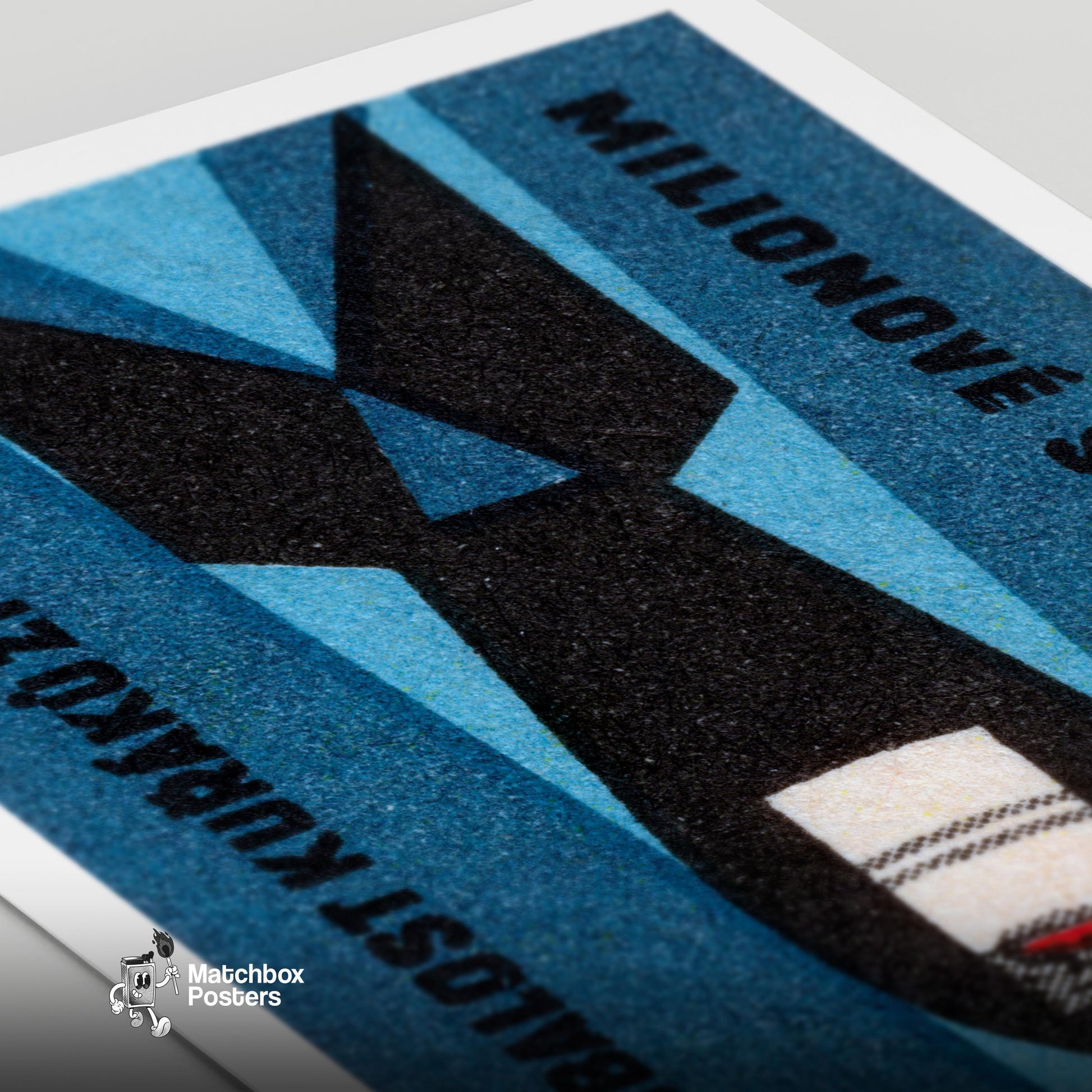 Bomb - vintage matchbox label print - close-up detail