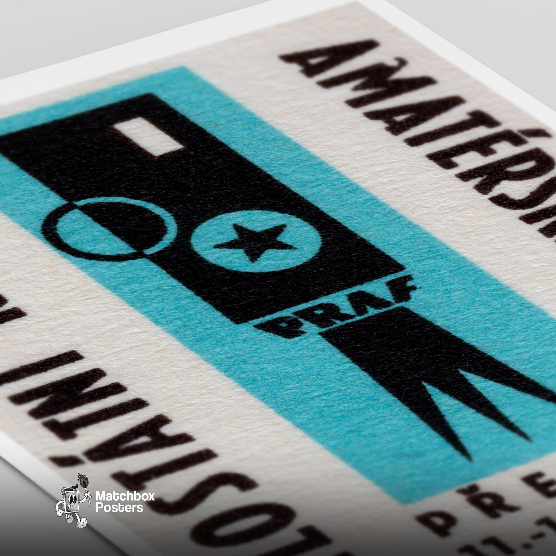 Film Camera - vintage matchbox label print - close-up detail