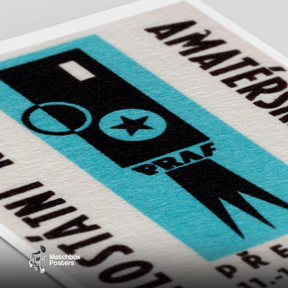 Film Camera - vintage matchbox label print - close-up detail