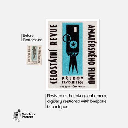 Film Camera - vintage matchbox label print - framed wall art preview