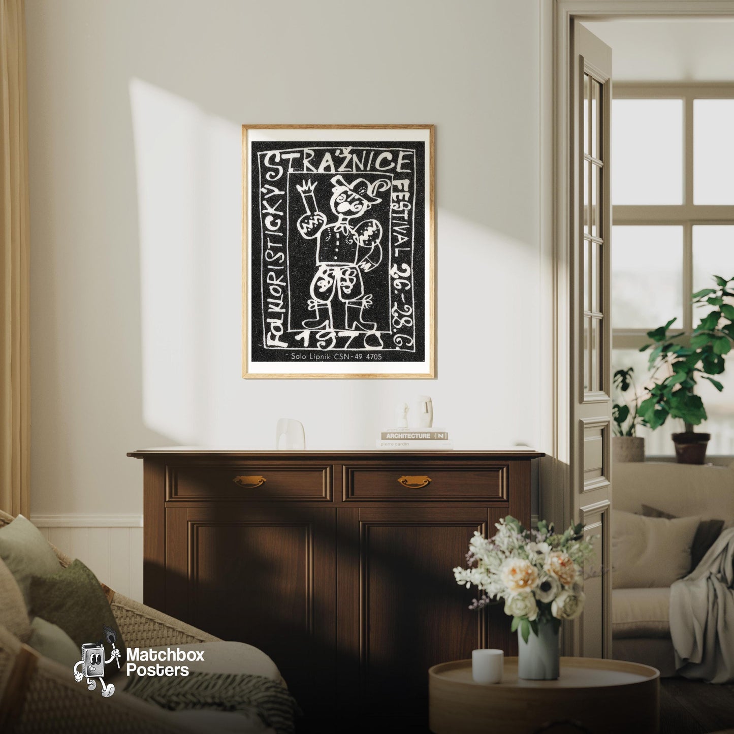 Czech Cultural Festival - vintage matchbox label print - living room mockup