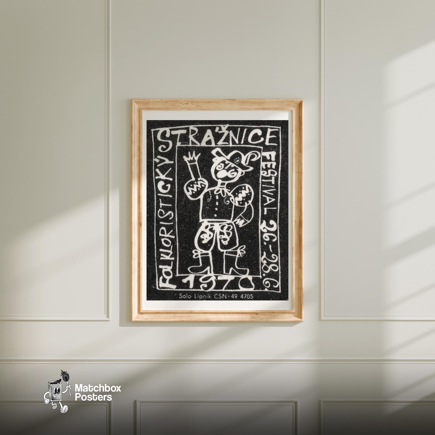 Czech Cultural Festival - vintage matchbox label print - bedroom mockup