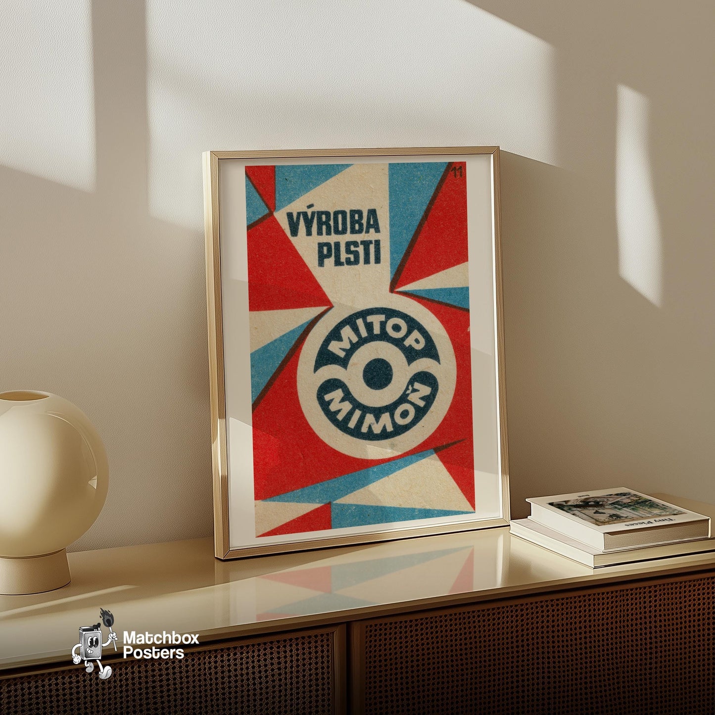 Geometric Design - vintage matchbox label print - size comparison
