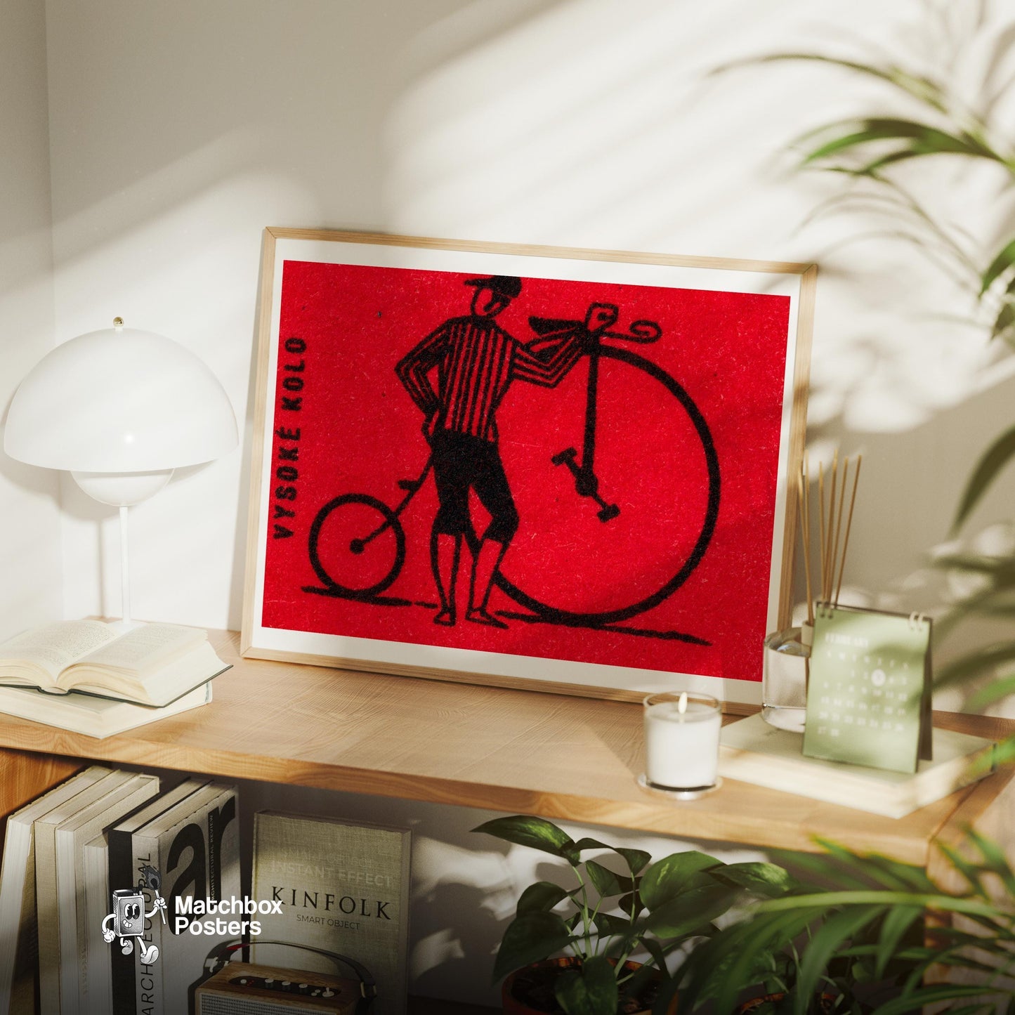 Penny-Farthing Bicycle - vintage matchbox label print - office wall