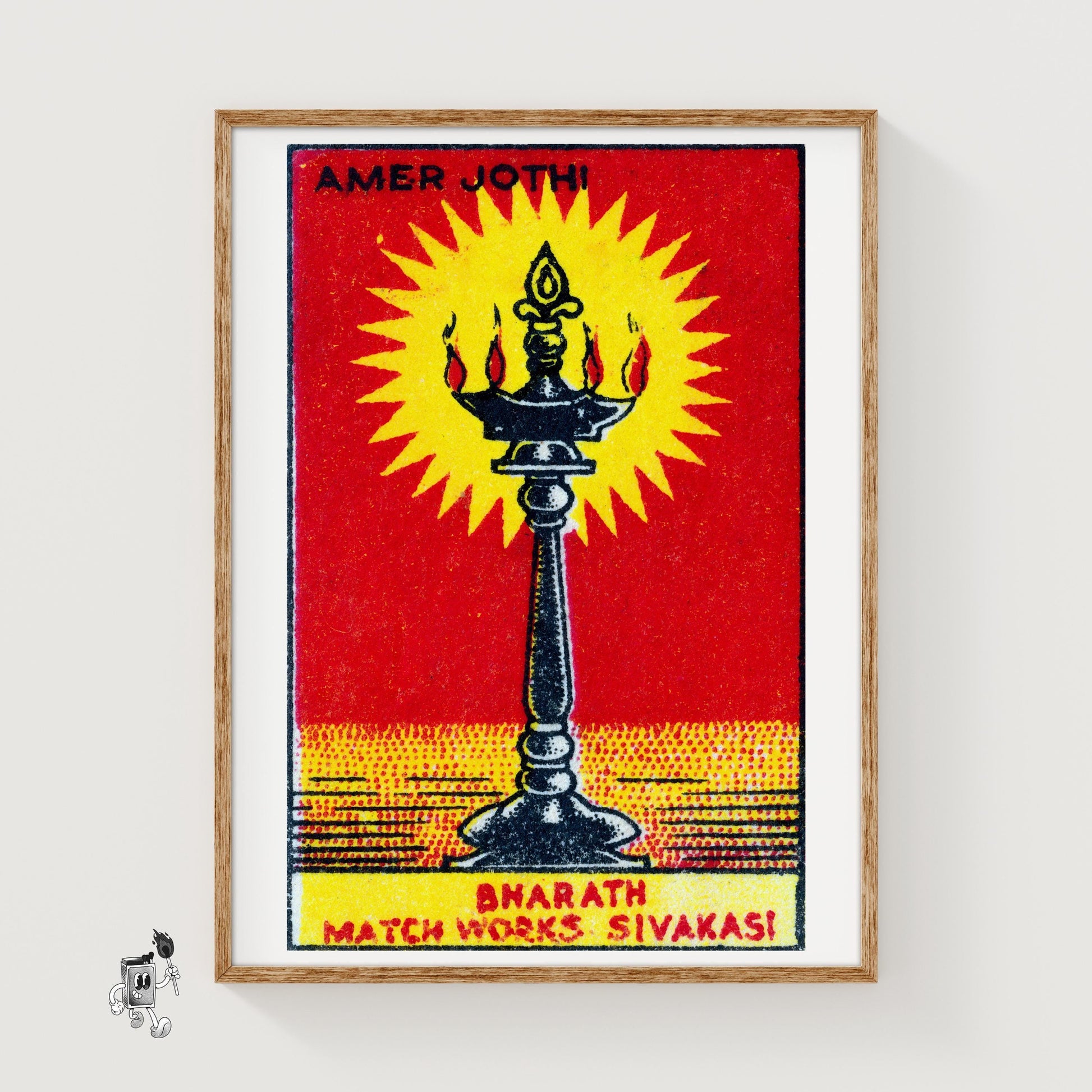 Indian Oil Lamp - vintage matchbox label print
