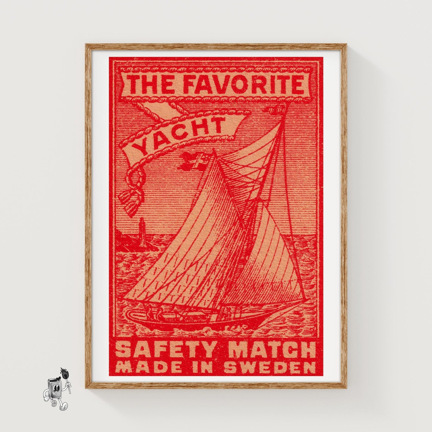 Sailing Yacht - vintage matchbox label print