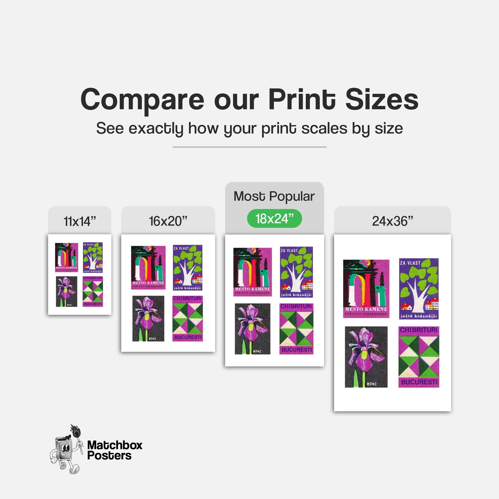 Purple & Greens Grid Print - vintage matchbox label print - office wall