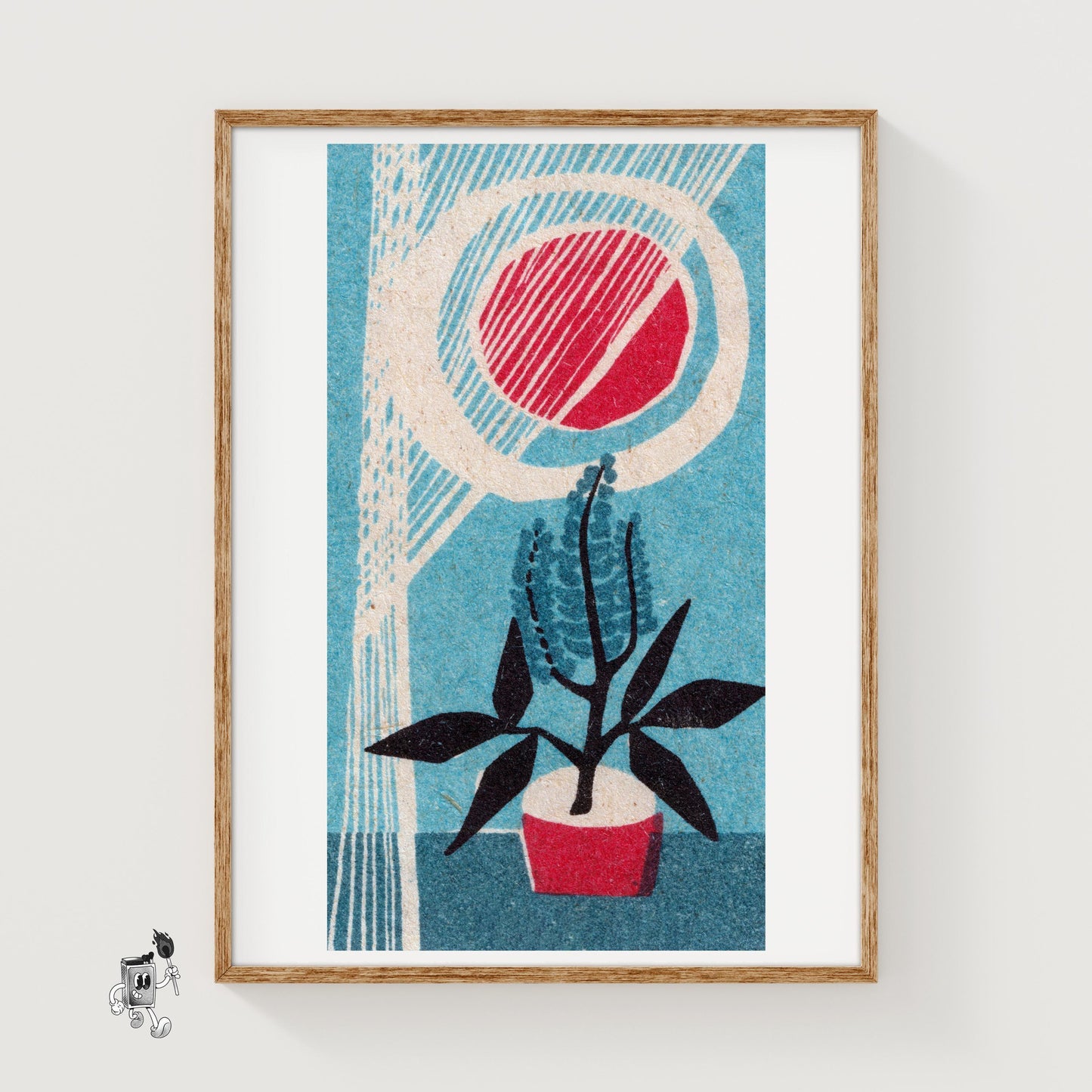 Potted Plant - vintage matchbox label print